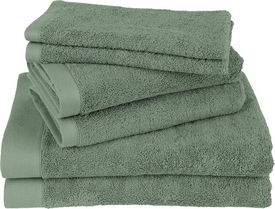 Handdoekenset 6-delig badhanddoekenset van 100% gekamd katoen hotelkwaliteit badkamerset Belgisch merk 500 g m2 grijsgroen cadeauset