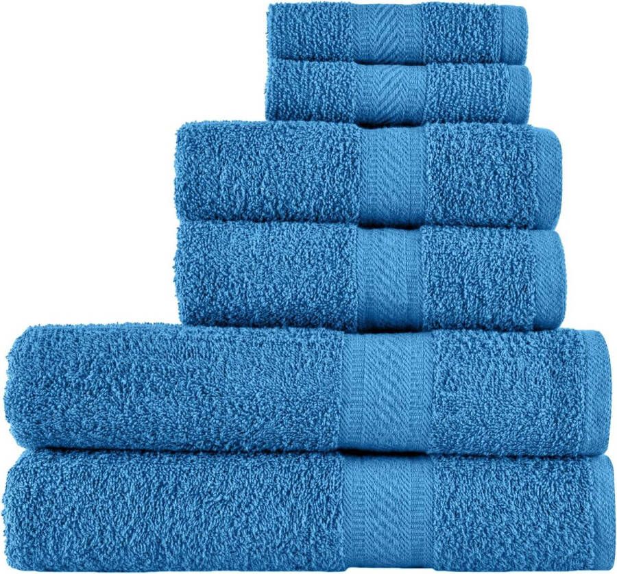 Handdoekenset cyaan blauw 2 badhanddoeken 2 handdoeken en 2 washandjes dagelijks gebruik 500 GSM ringgesponnen 100% katoen zeer absorberend voor badkamer douche en geschenk (Pack van 6)