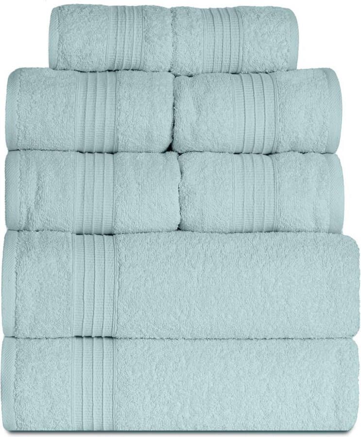 Handdoekenset lichtblauw 8-delig 4x handdoeken 50 x 100 cm 2 x badhanddoek 70 x 140 cm 2 x gastendoekjes 30 x 50 handdoeken met ophanghaak