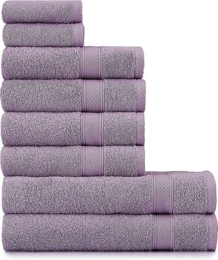 Handdoekenset pairs violet lavendel 2 badhanddoeken + 4 handdoeken + 2 gastendoekjes handdoekenset 100% catoen absorberend super zacht badstof Turkse luxe 8 stuks
