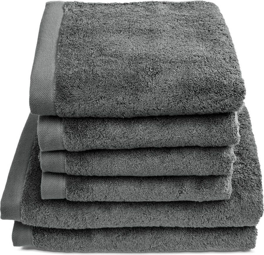 Handdoekenset premium kwaliteit 100% katoen 4 handdoeken 50x100 cm 2 douchelakens 70 x 140 cm (antraciet)