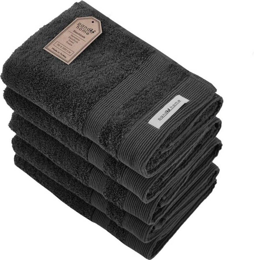 Handdoekenset van katoen 5 handdoeken 100% katoenen handdoek sneldrogend zacht absorberend 500 g m² antraciet