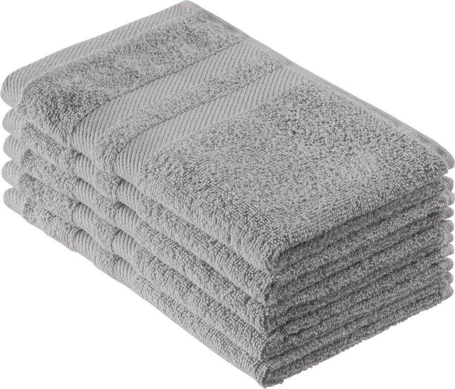 Handdoekenset zacht en absorberend 100% katoen Oeko-Tex 100 gecertificeerd (5 gastendoekjes 30 x 50 cm grijs)