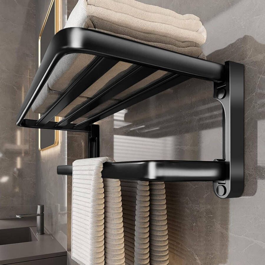 Handdoekhouder wandmontage zonder boren mat zwart 60 cm voor keuken en badkamer