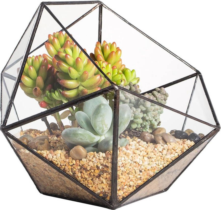 Handgemaakte bloempot gemoetrisch glazen sterrarium driehoekig in de vorm van een halve bal voor balkon tafeldecoratie miniatuur bonsai bloempot voor vetplanten (zonder planten)