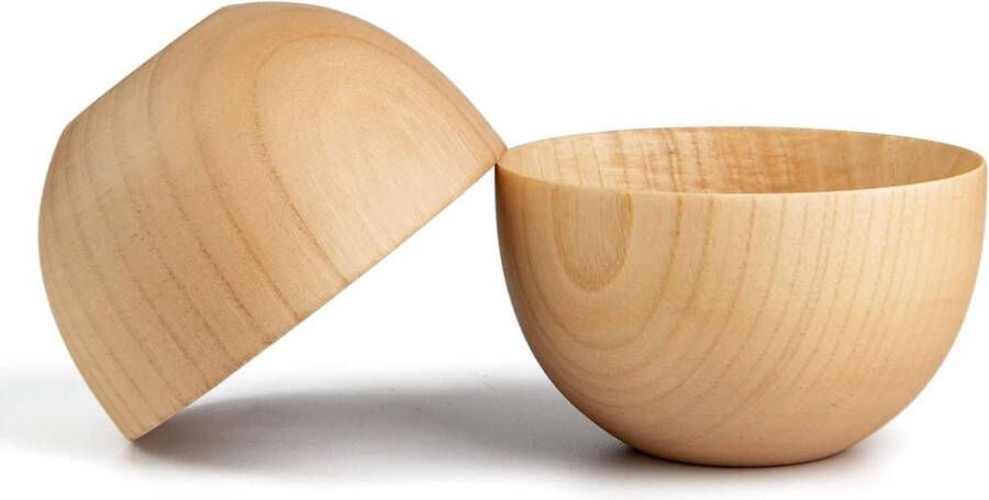 Handgemaakte houten mueslikommen set van 2 Zen Style rijst & Miso soepkommen kleine slakom perfect voor snack noten snoep fruit en noddle 5 Diam x 3 hoge ambachtelijke decoratieve