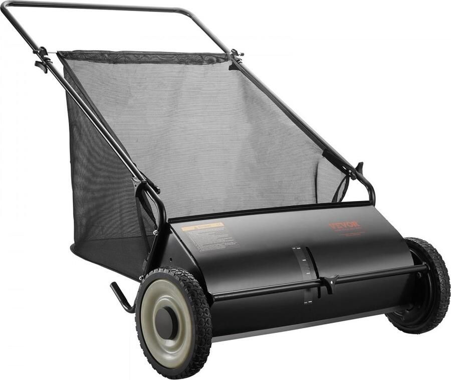 Handgrasmaaier 66cm veegbreedte grasmaaier handmatig 198L capaciteit van de opvangmand kooimaaier 142x81x75cm handkooimaaier verstelbaar voor het opvegen van bladeren gemaaid gras kleine takken