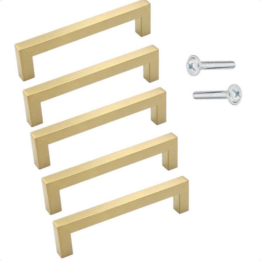 Handgreep Keukengreep RVS Goud 160 mm 5 Stuks Modern Handgrepen kast Handgrepen voor deurtjes Deurgreep inclusief schroeven