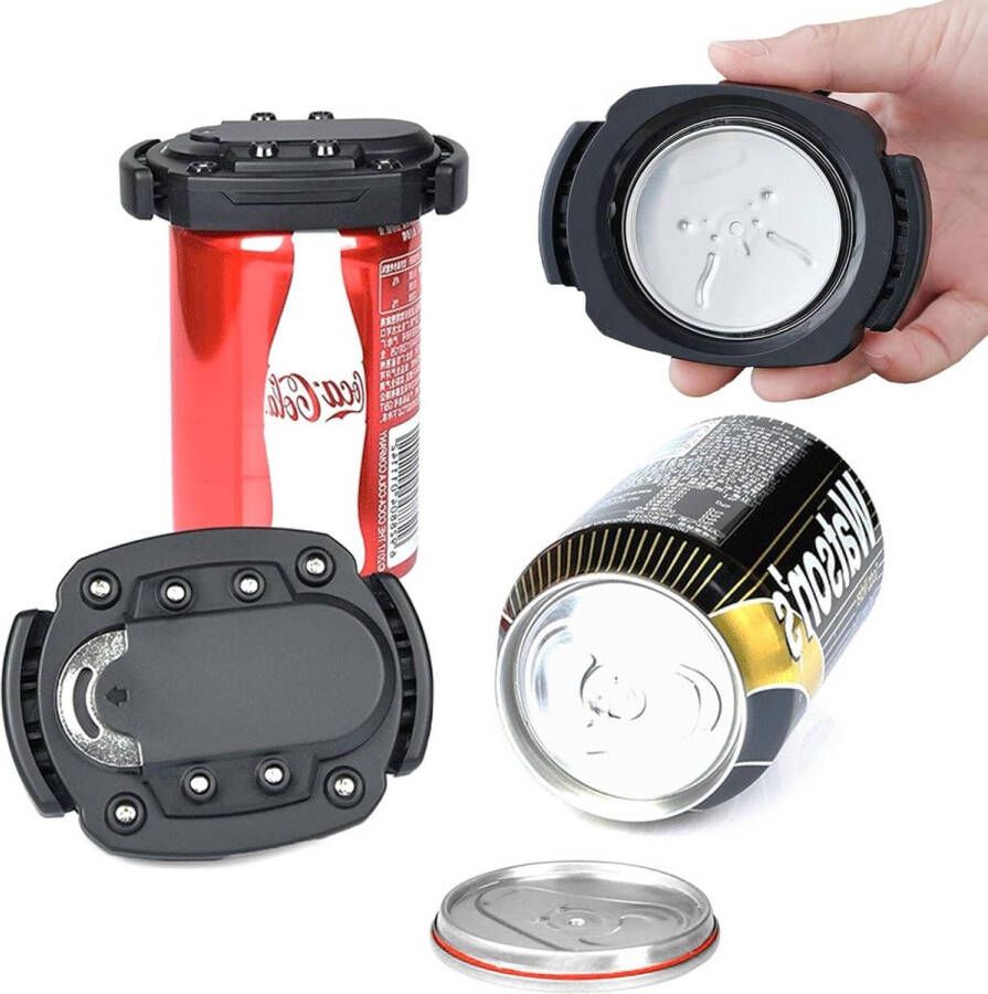 Handheld blikopener dekselopener gemakkelijk en veilig camping en bieropener zonder scherpe randen zwart Blikopener