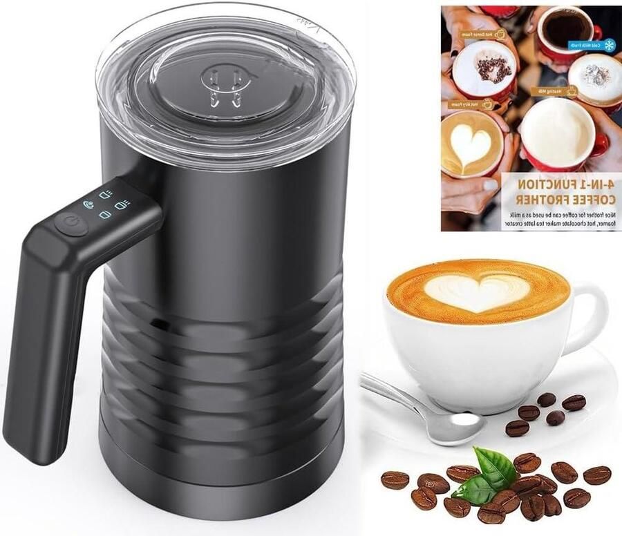 Handheld melkopschuimer 4-in-1 melkopschuimer en stoompan automatische warm- en koudschuimmaker oplaadbare melkwarmer voor latte cappuccino