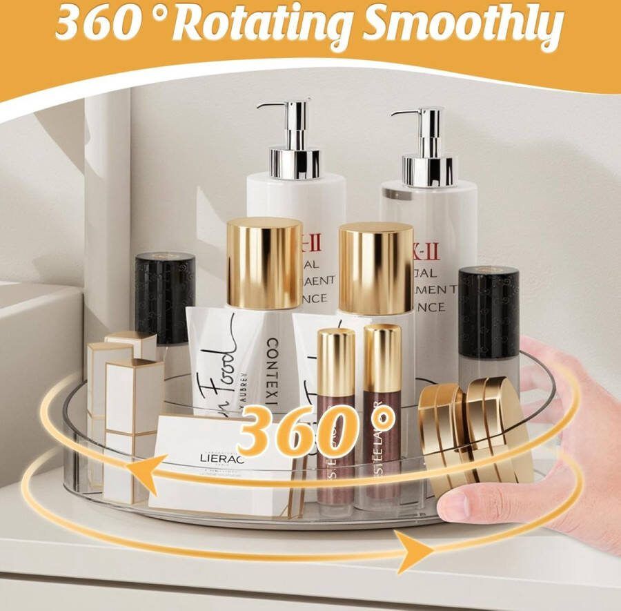 Handige 360° Draaibare Make-up Organizer met Dubbele Lagen voor Badkamer en Slaapkamer