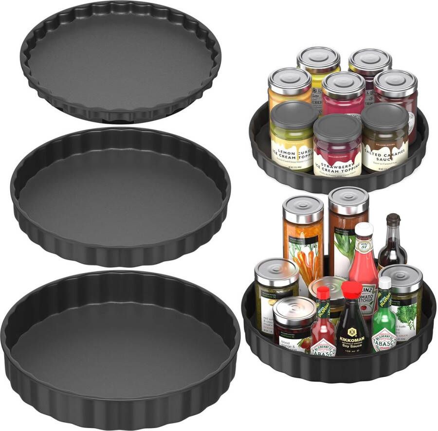 Handige Draaitafel Organizer Set van 3 voor Keuken en Koelkast