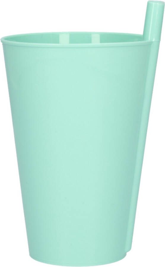 Handige Drinkbeker met rietje SIPSTER Mint Groen Set van 4 Geen geknoei met losse rietjes Beker Mok met rietje 8 x 8 x 13 7 cm