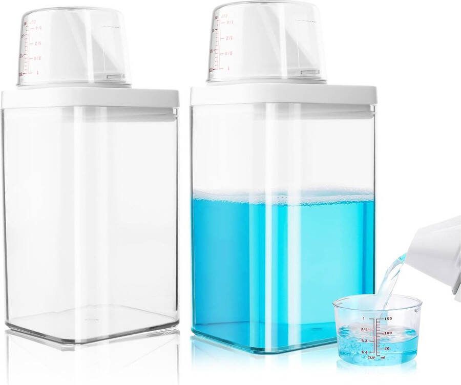 Handige Opslagdozen Voor Wasmiddel Met Maatbeker – Set van 2 1100 ml