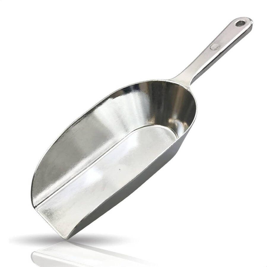 Handige schep grote meelschep zakschep voederschep zak voering meel suiker schop gieten van metaal aluminium gegoten niet roestend 18 5 cm glanzende uitvoering 80 ml