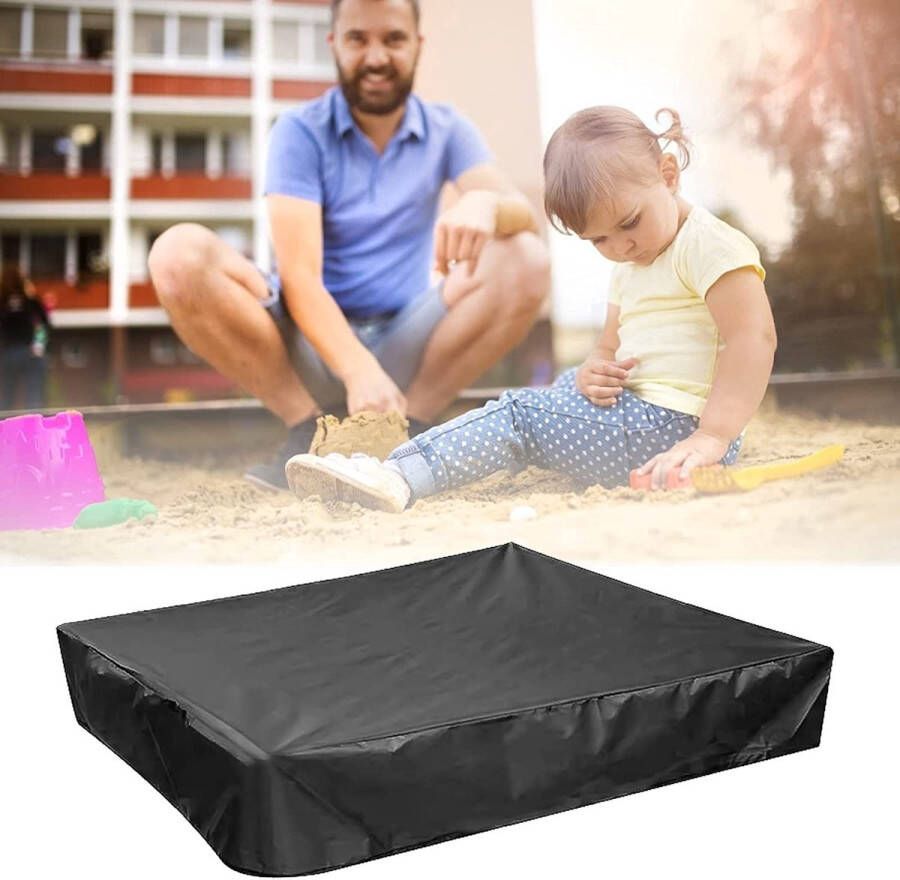 Handige Waterdichte zandbakafdekking 150 x 150 x 20 cm stofdicht Oxford-stof zandbakafdekking met elastische band voor zandbak zwembad terras en tuin ideaal voor in de zomer Zwart