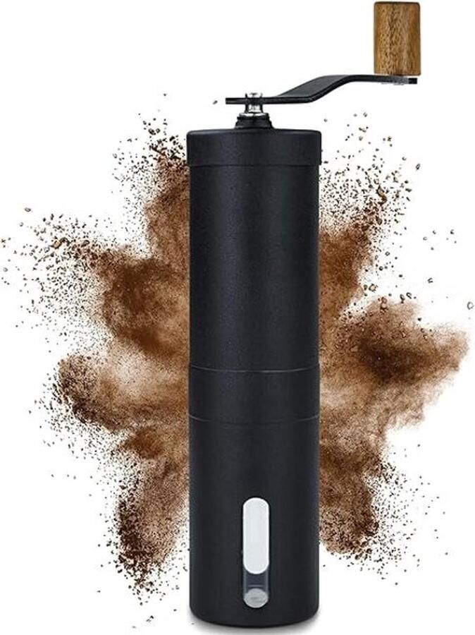 Handkoffiemolen van roestvrij staal en stapsgewijze keramische maalmolen I handmatige Espressomolen van hout met kegelmaalmolen I koffiemolen I Precieze instelling van maalgraad