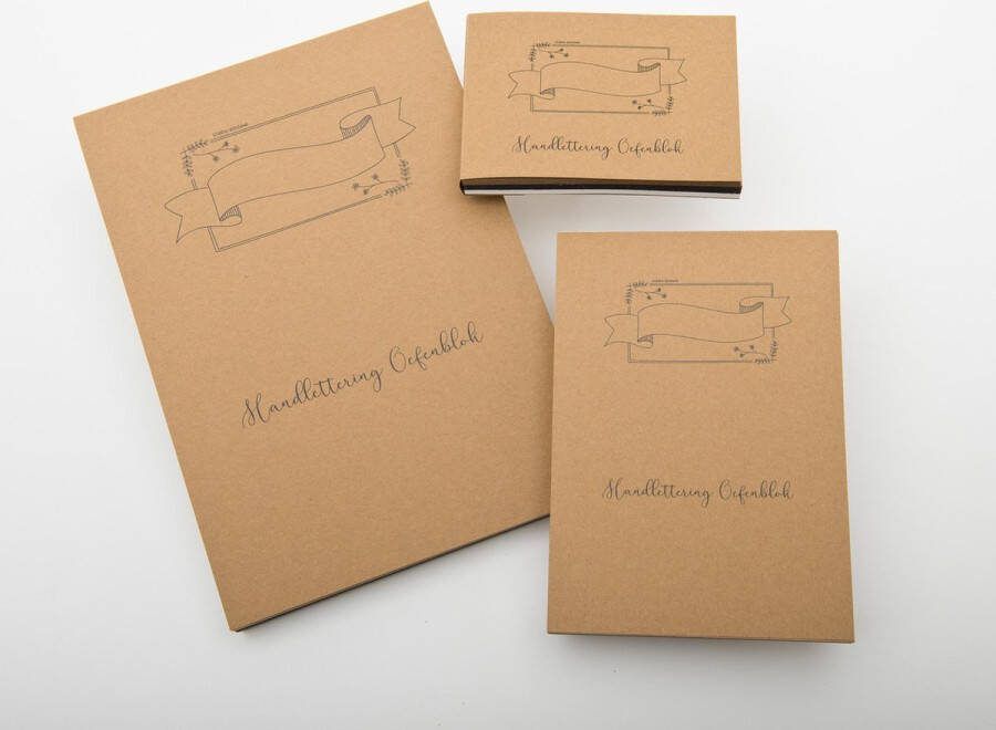 Handlettering Oefenblokken Set van 3 formaten A4 A5 en A6 + 5 GRATIS A4 Oefensheets