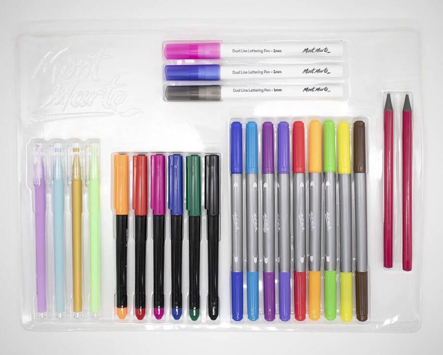 Handlettering Set – 34 stuks – Hand Lettering Pennen met Brush Pens Dual Markers en meer – Voor Handlettering Kalligrafie Bullet Journal