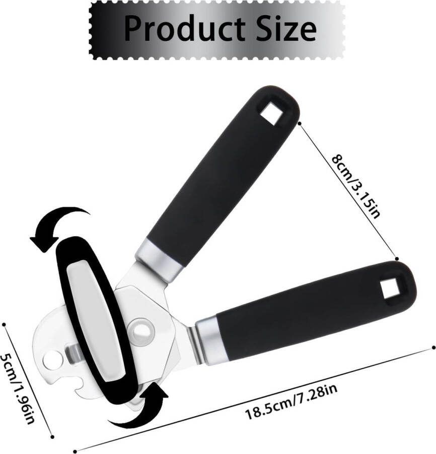 Handmatige blikopener van roestvrij staal blikopener en flesopener met antisliphandgreep en ergonomische knop blikopener goede hulp in de keuken