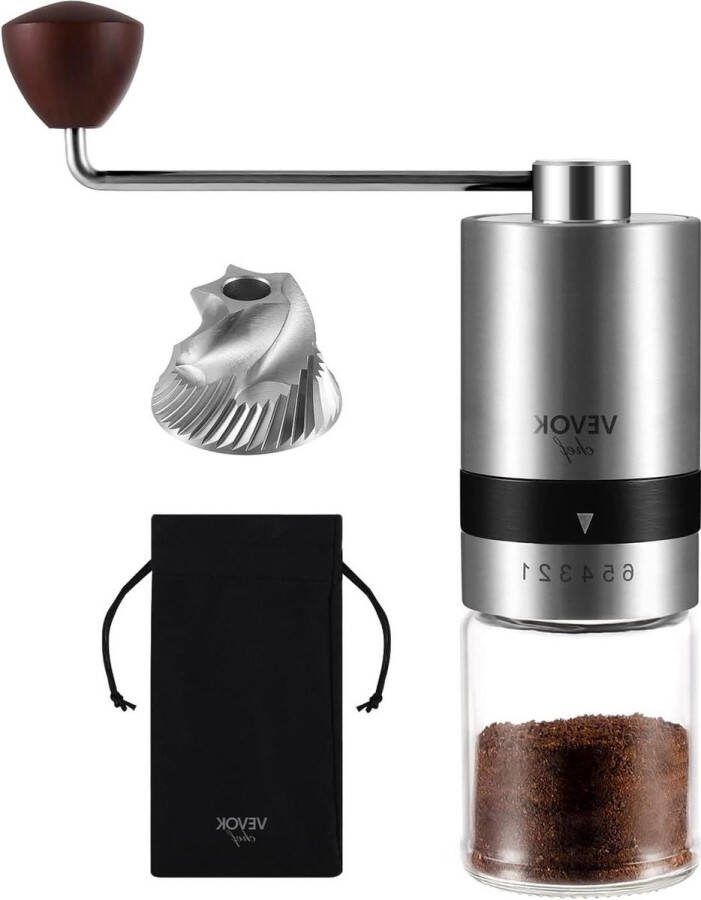 Handmatige Burr Koffiemolen 6 Grofheid Instellingen CNC RVS Burr Mill Capaciteit 30g Draagbare Hand Koffiemolen