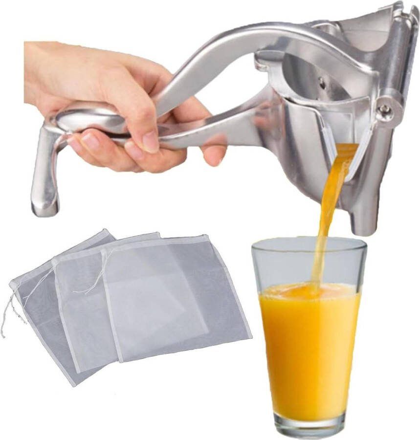 Handmatige citruspers 3 filterzakken citroenpers aluminiumlegering professionele fruitpers sinaasappels tomaten
