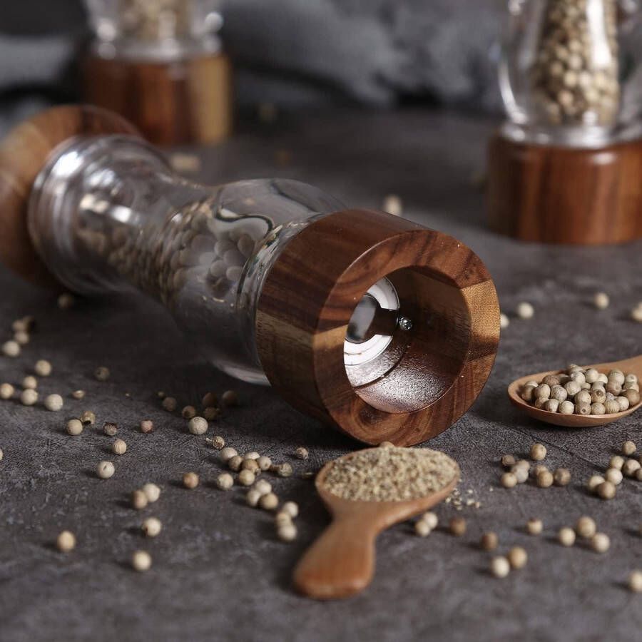 Handmatige grove zout- en pepermolen van hout keramische molen verstelbare kruidenmolen 25cm acaciahout