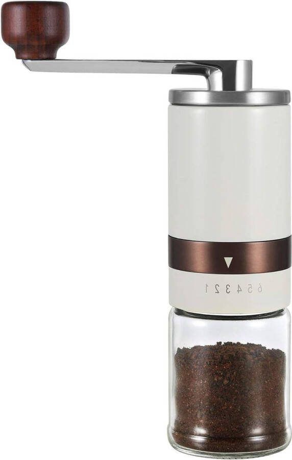 Handmatige koffiemolen met externe verstelbare grofheid Melkachtig wit roestvrij staal Keramische conische braam Draagbaar voor thuis en onderweg coffee grinder manual