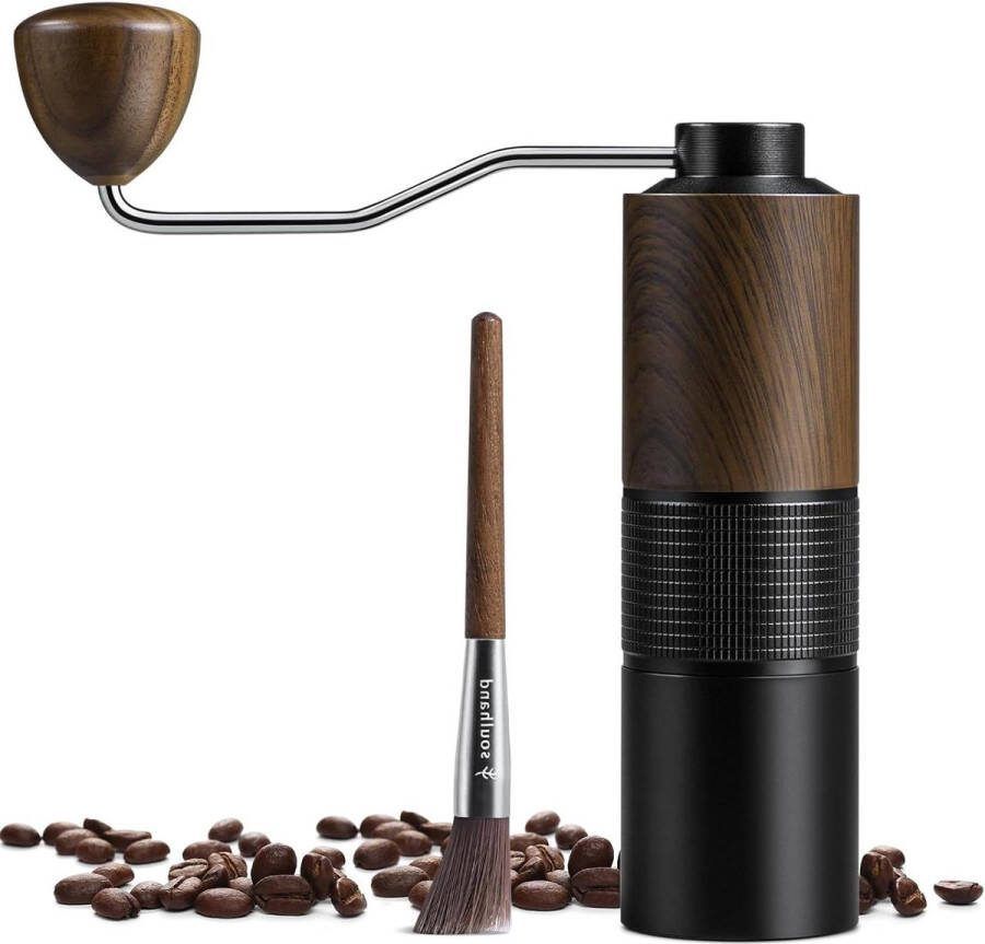 Handmatige Koffiemolen van Roestvrij Staal met Kegelmolen en Reinigingskwast Handprecisieinstelling voor Espresso en French Press coffee grinder manual