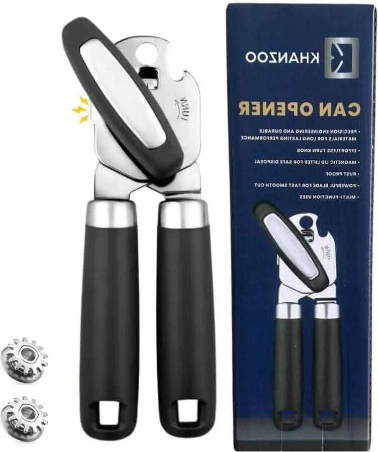 Handmatige magnetische blikopener comfortabele grip en scherpe snijbladen Heavy Duty roestvrijstalen blikopener met reservebladen Blikopener