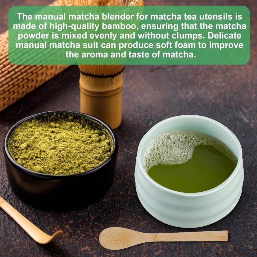 Handmatige matcha set garde lepels standaard poedercontainer ceremonieset