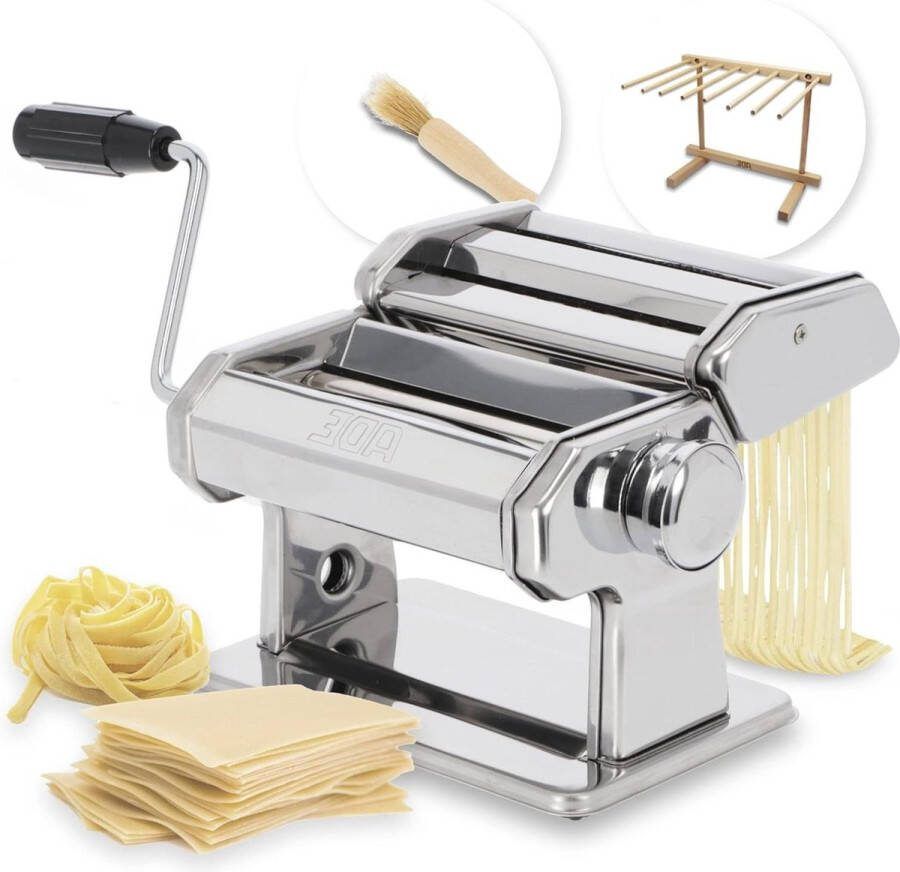 Handmatige pastamachine 7 deegdiktes voor lasagne spaghetti fettuccine inclusief pastadroger en reinigingsborstel roestvrijstalen pastamachine pastegmachine