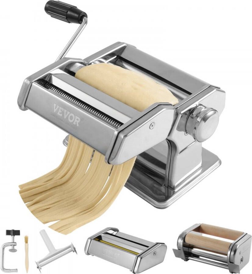 Handmatige pastamachine pastamaker 9 niveaus 0 3-3 mm verstelbare pastamachine pastamaker voor lasagne ravioli spaghetti tagliatelle corrosiebestendige roestvrijstalen pastasnijders