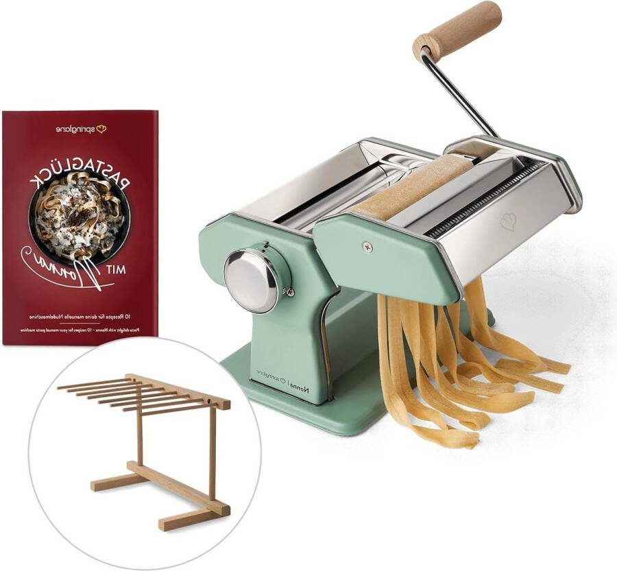Handmatige Pastamachine Roestvrij Staal Incl. Pastadroger & 3 Snijdopzetstukken Spaghetti Lasagne Tagliatelle