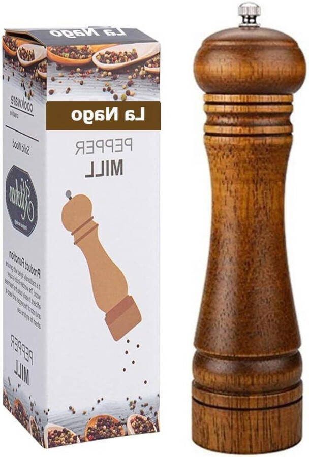 Handmatige Pepermolen Zout en Peper 8 inch Houten Molen met Verstelbare Keramische Grinders