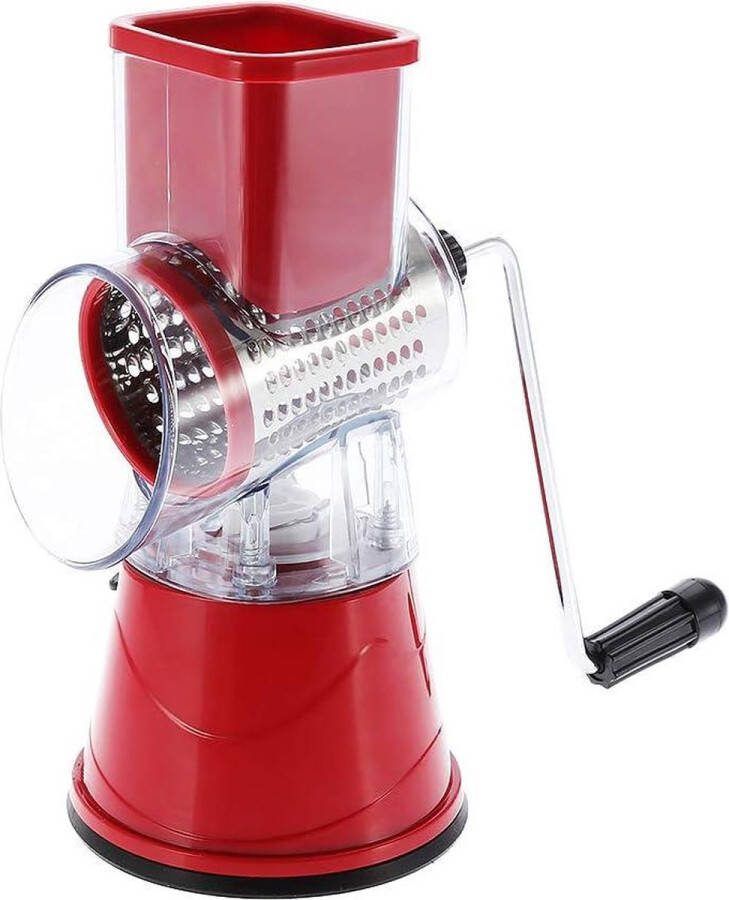 Handmatige Plantaardige Slicer Roterende Drumrasp 3 Roestvrij Staal Roterende Bladen Kaasrasp Groenten Slicer Shredder Rood Keuken Gadget