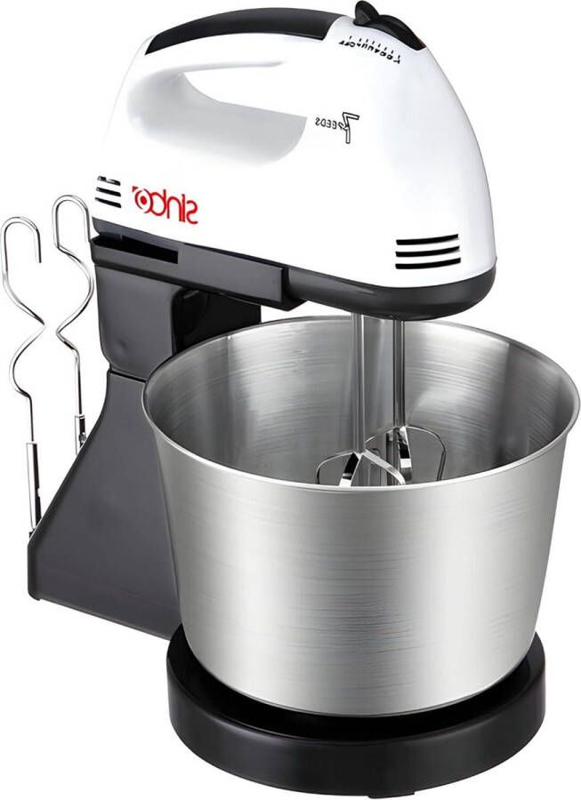 Handmixer met kom 100 W 220 V 7 standen licht stil handmixer turboknop roermixer garde snelheidsschakelaar wit zilver