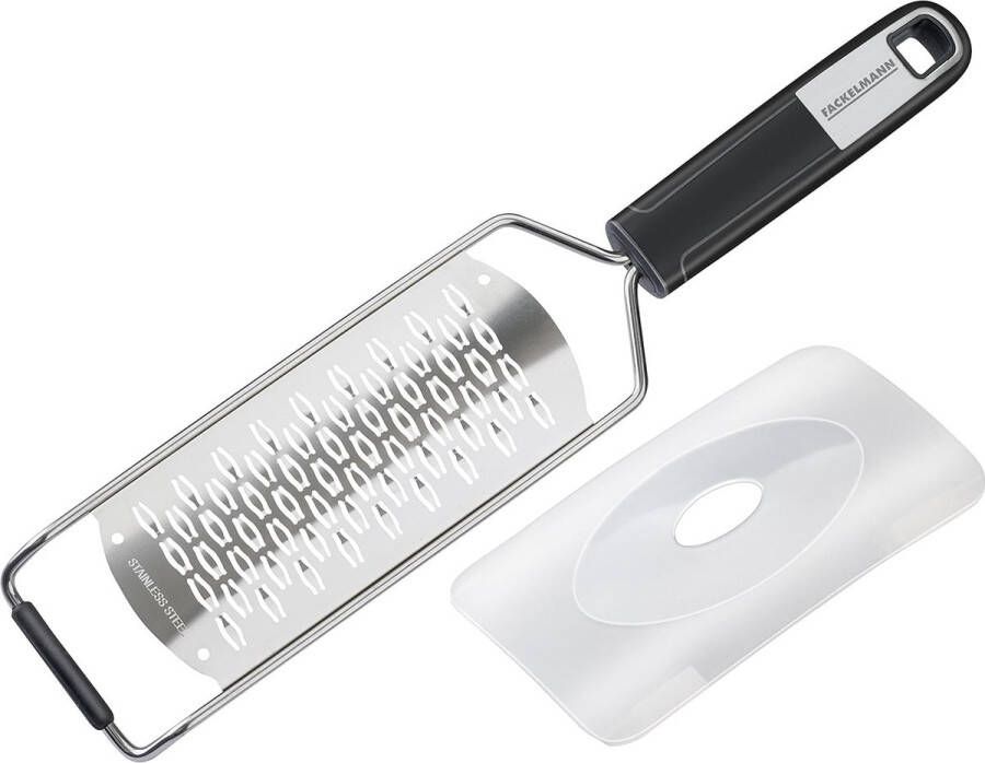 Handrasp 2-voudig 30 cm met scherp 2-voudig raspoppervlak snijmachine met antislip soft-touch handgreep inclusief mesbescherming (kleur: zilver zwart) hoeveelheid: 1 stuk