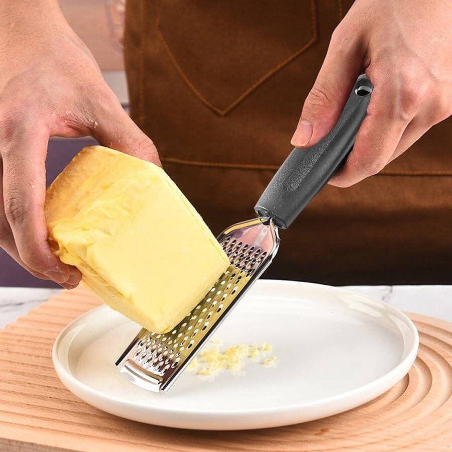 Handrasp met handvat vaatwasmachinebestendig rasp voor harde kaas citroen limoen chocolade noten gember knoflook zilver Raspen