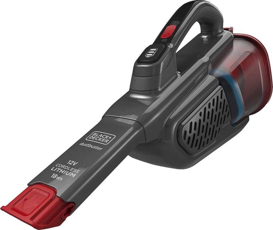 Handstofzuiger Lithium Dustbuster BHHV315B met Cyclonic Action 12 V accu-handstofzuiger met uittrekbare kierenzuiger en laadstation zakloze snoerloze stofzuiger lange zuigmond titanium rood