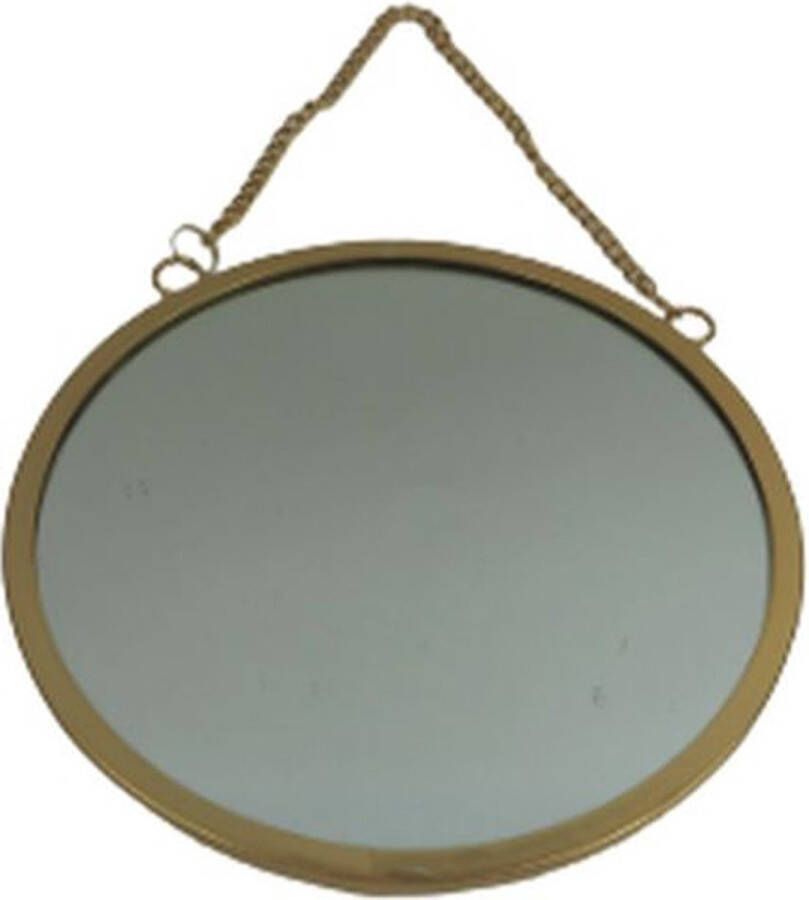 Hang spiegel LINSEY met ketting Goud Kunststof Ø 20 cm Rond