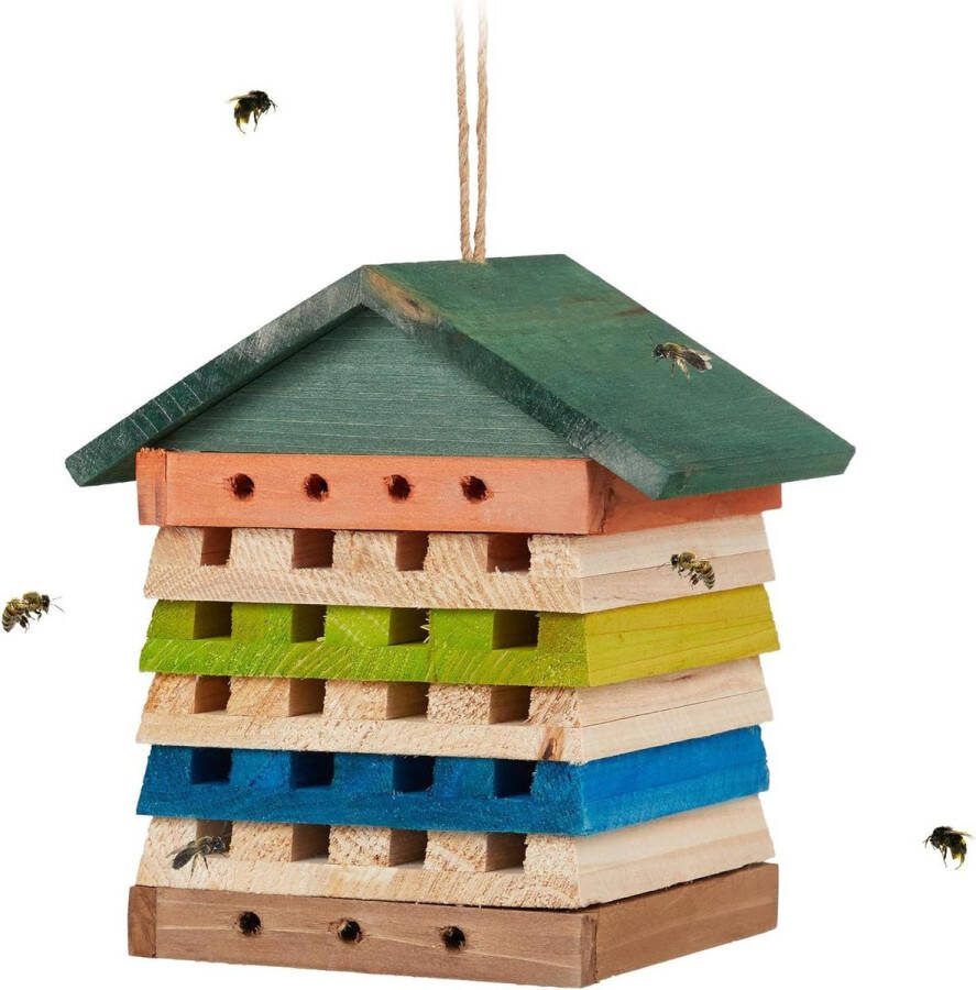 Hangend insectenhotel nestkast voor wilde bijen 195 x 18 x 14 cm meerkleurig
