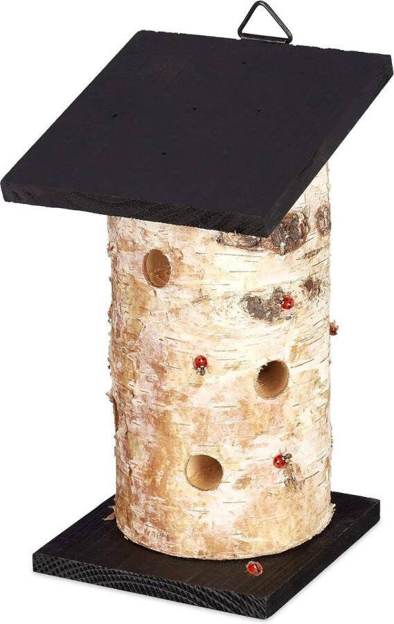 Hangend insectenhotel voor lieveheersbeestjes 205x12x12 cm Ø 13 cm natuur zwart tuindecoratie voor bestuiving van planten