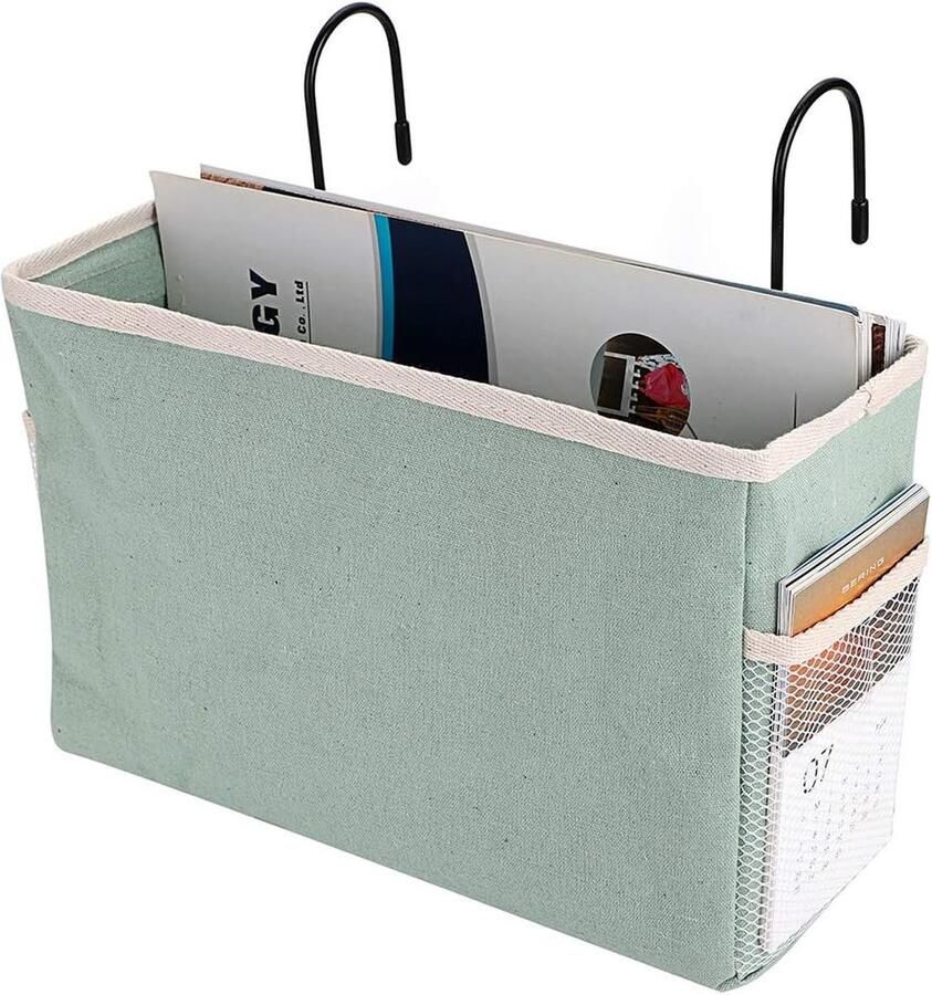 Hangend opbergidee langs het bed zakje studentenkamer organizer caddy bureau voor home office school slaapzaal stapelbed (groen)