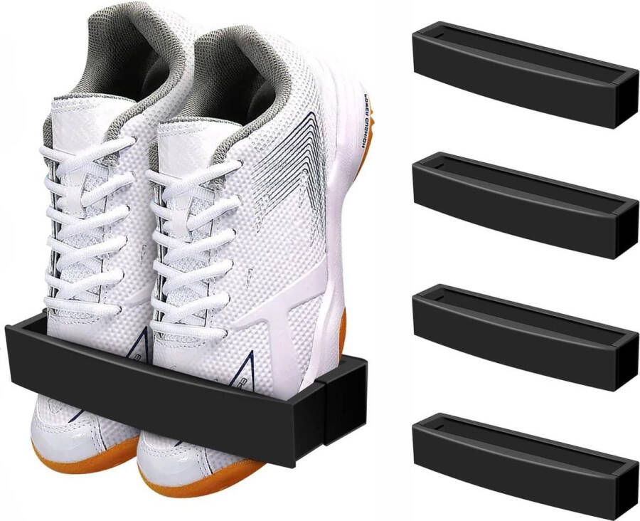 Hangend Schoenenrek Deur Zelfklevende Schoenenrekken 4 Stuks Schoenenrek Schoenenopbergers Schoenen Organizer Schoenen Opbergsysteem Shoe Rack Schoenenrek Deur Hangend Verstelbare Wandgemonteerde Schoenenrek Zwart Zonder Boren