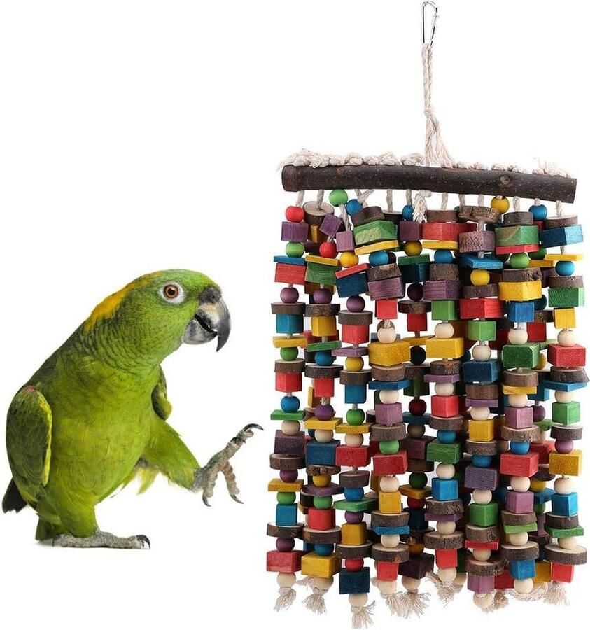 Hangend Speelgoed Natuurlijk Hout Vogel Schommel Kauwspeelgoed Vogel Klimmen Hangend Speelgoed Grote Papegaaien Vogel Toy