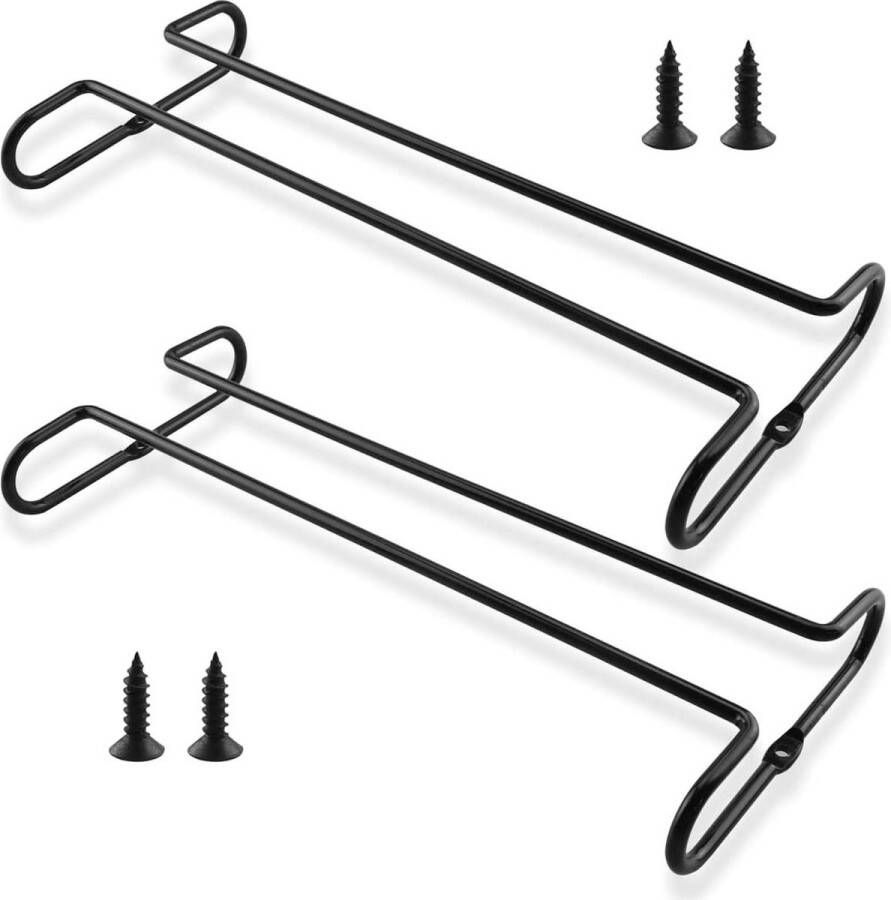 Hangend wijnglazenrek set van 2 metalen glashouder voor keukenbar zwart 103 inch