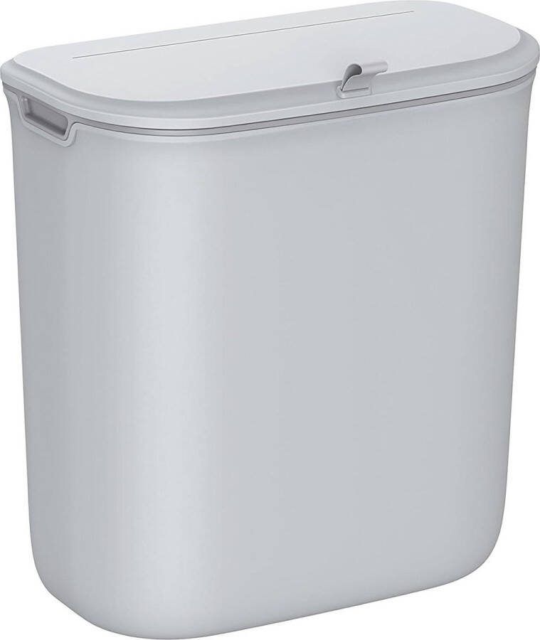 Hangende afvalbak 9 liter Compostbak keuken met deksel Wandmontage Grijs met haken en plakstrip vegetable waste bin