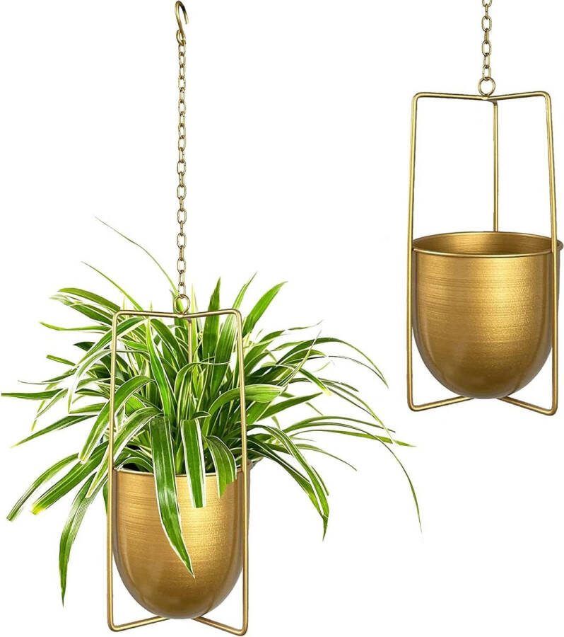 Hangende bloemenhanger bloempot hangend metaal bolo bloemenhanger voor vetplanten voor binnen en buiten (goud)