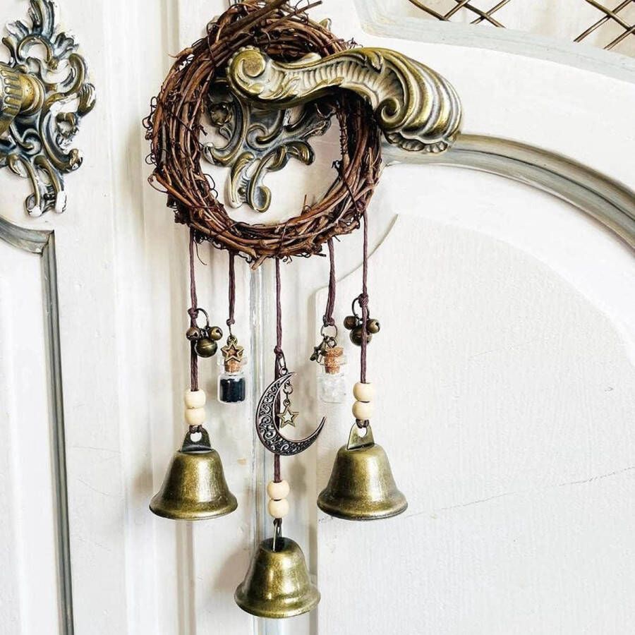 Hangende Heksenklokken Bescherming Deurhanger Rotan Windspel Vintage Klokken Zegenornamenten Decoratie Boho Windgong Buiten Binnen